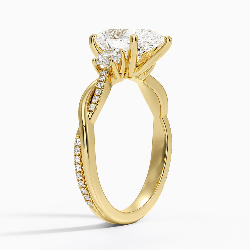18K Yellow Gold Petite Twisted Vine Three Stone Diamond Ring (2/5 ct. tw.)