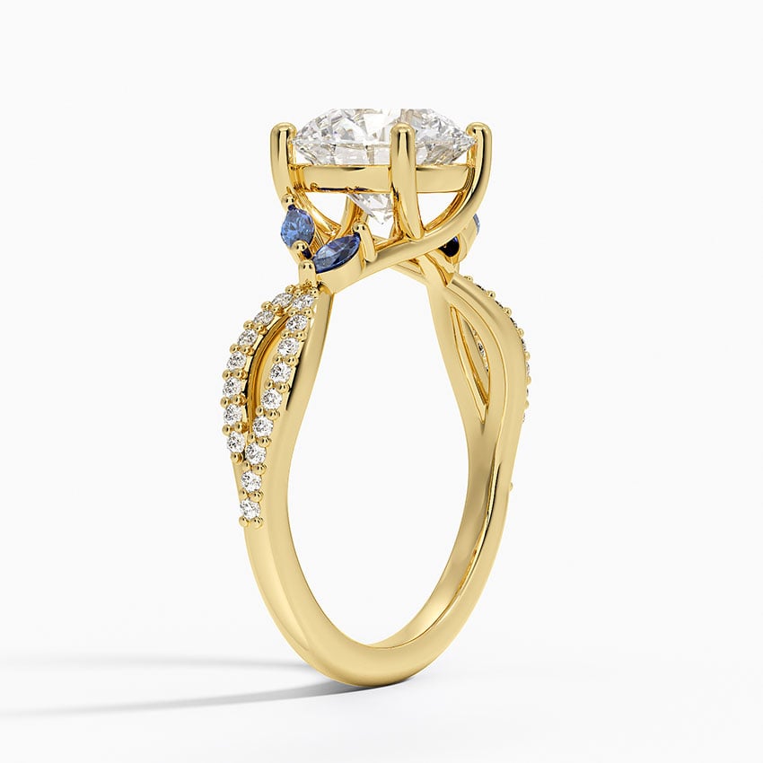 14K Yellow Gold Luxe Willow Sapphire and Diamond Ring (1/8 ct. tw.)