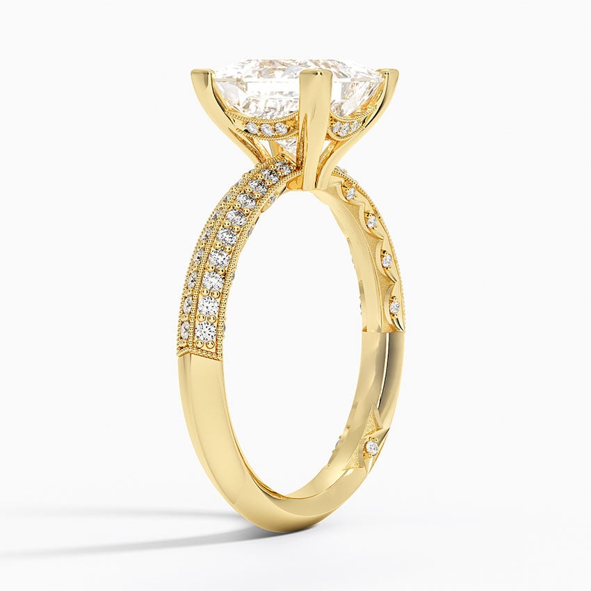 18K Yellow Gold Tacori Sculpted Crescent Knife Edge Diamond Ring