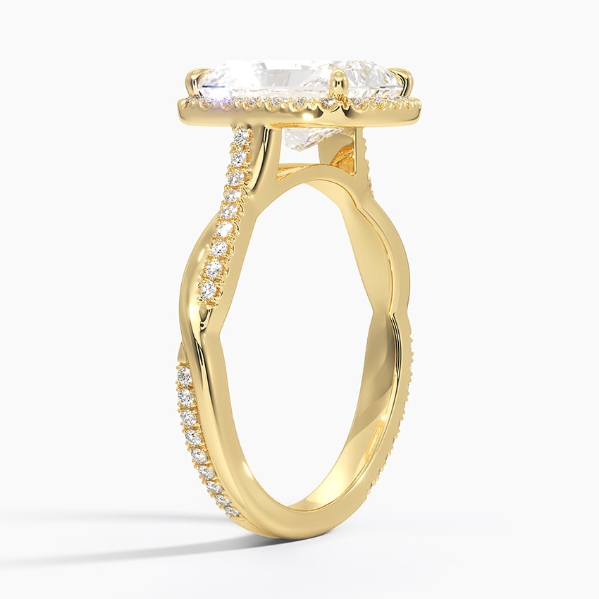 18K Yellow Gold Petite Twisted Vine Halo Diamond Ring (1/4 ct. tw.)
