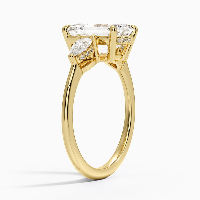 18K Yellow Gold Adorned Opera Three Stone Diamond Ring (1/2 ct. tw.)