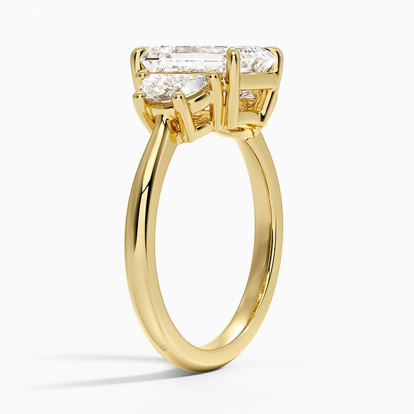 18K Yellow Gold Half Moon Three Stone Diamond Ring (1/2 ct. tw.)