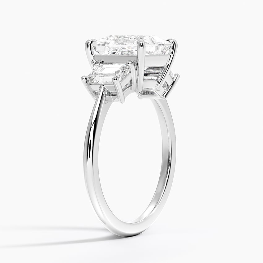Luxe Embrace Three Stone Trapezoid Diamond Engagement Ring