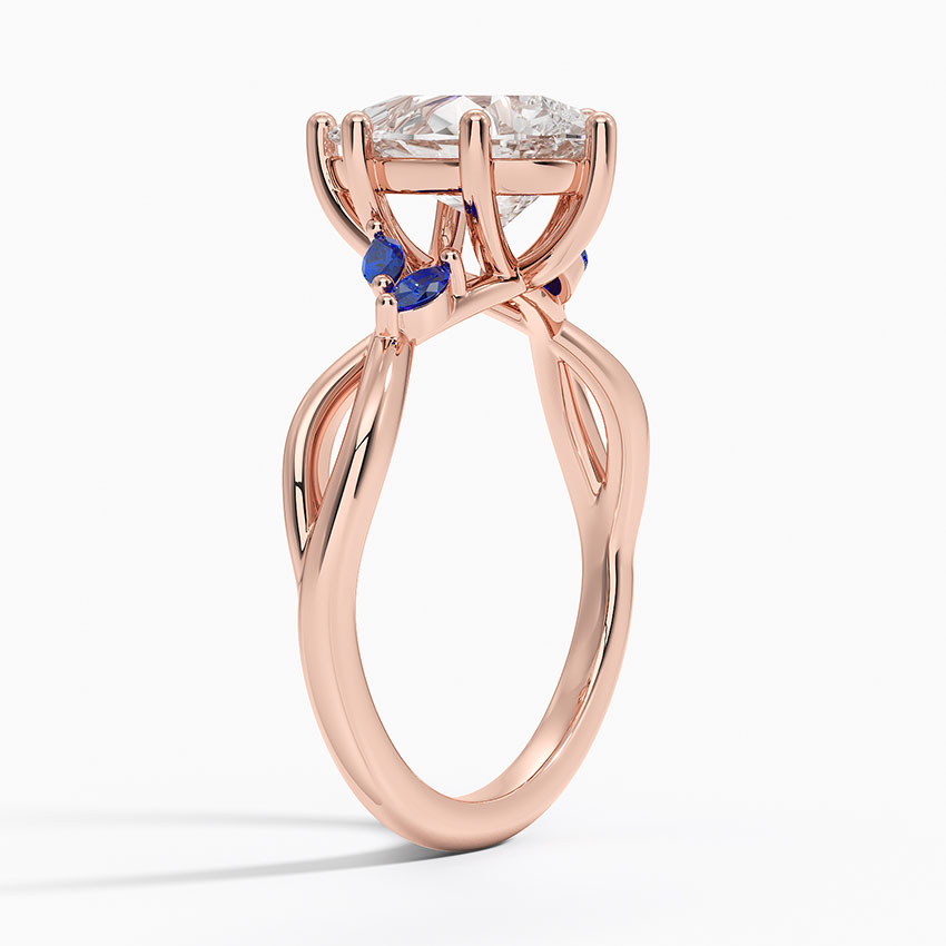 14K Rose Gold Willow Ring With Sapphire Accents