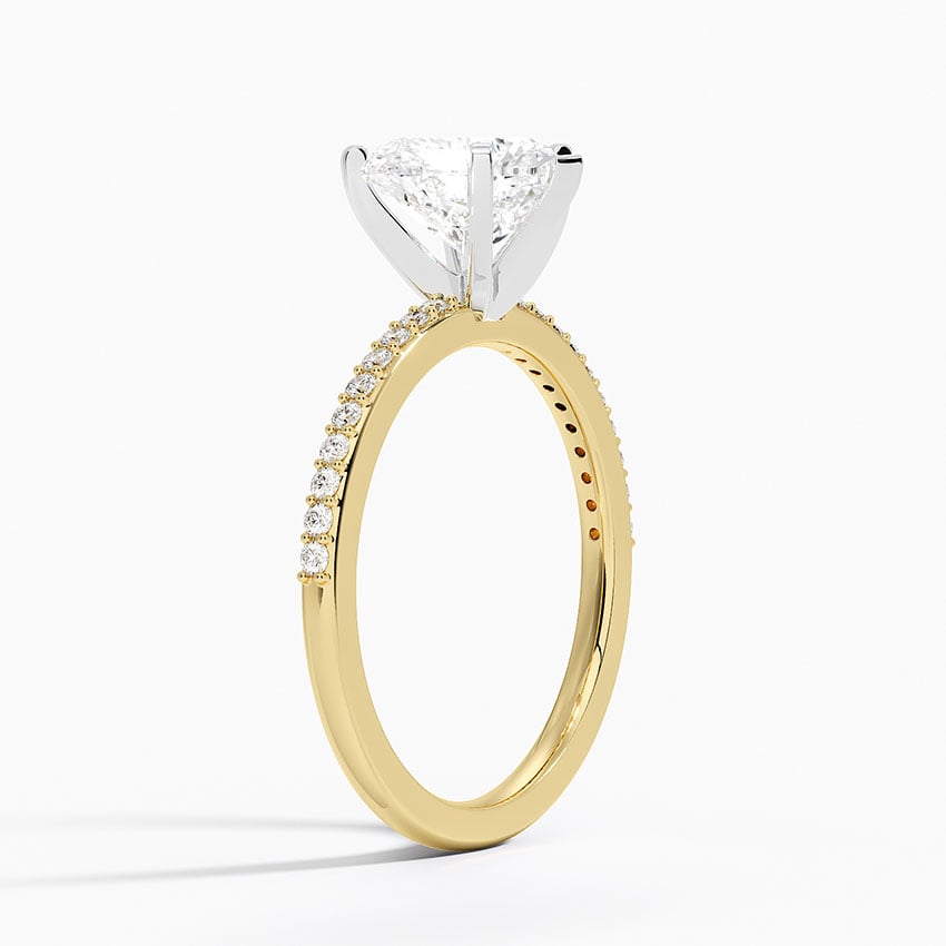 18K Yellow Gold Delicate Shared Prong Diamond Ring