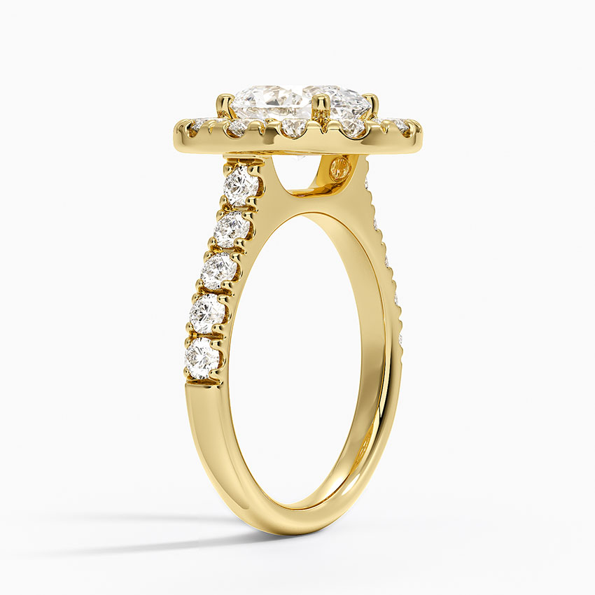 18K Yellow Gold Adele Halo Diamond Ring
