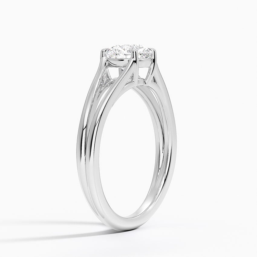 18KW Moissanite Tressa Split Shank Solitaire Ring, large top view