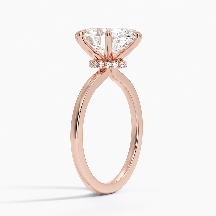 Secret Halo Six-Prong Diamond Ring in 14K Rose Gold