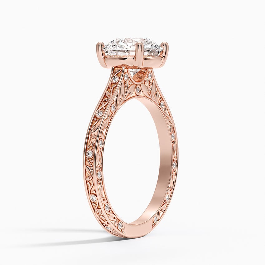 14K Rose Gold Grove Perfect Fit Engraved Diamond Ring (1/10 ct. tw.)