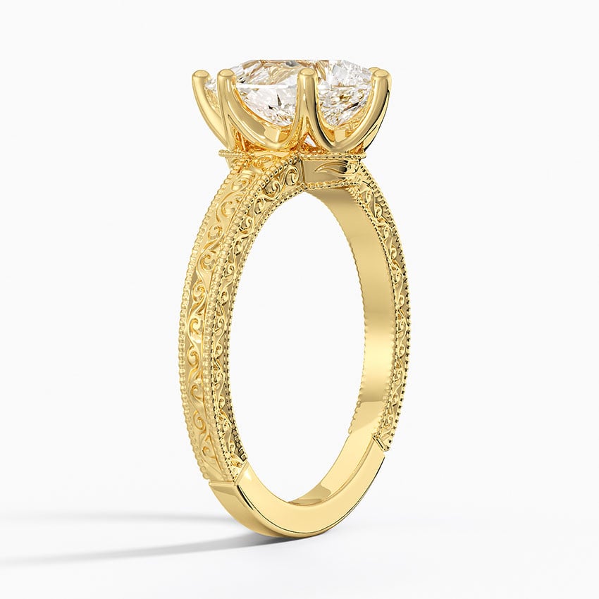 18K Yellow Gold Hudson Engraved Ring
