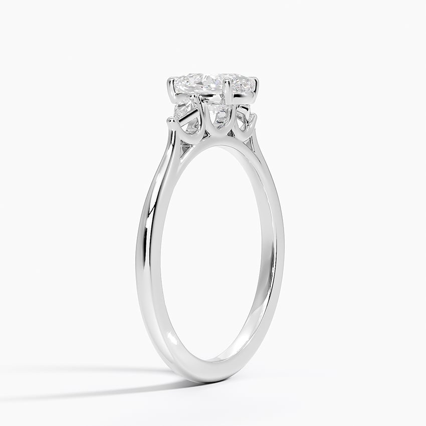 18KW Moissanite Petite Cometa Perfect Fit Three Stone Diamond Ring, large top view