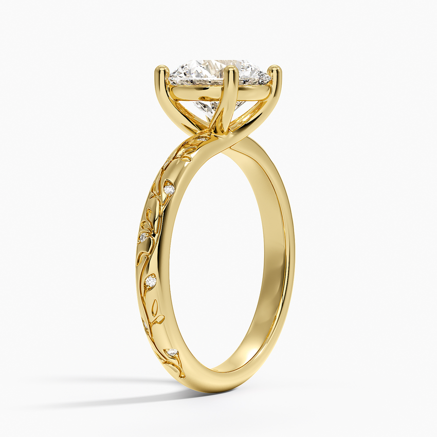 Verdure Engraved Diamond Solitaire Ring