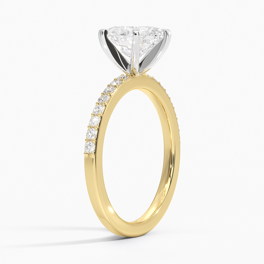 18K Yellow Gold Six Prong Petite Shared Prong Diamond Ring (1/5 ct. tw.)