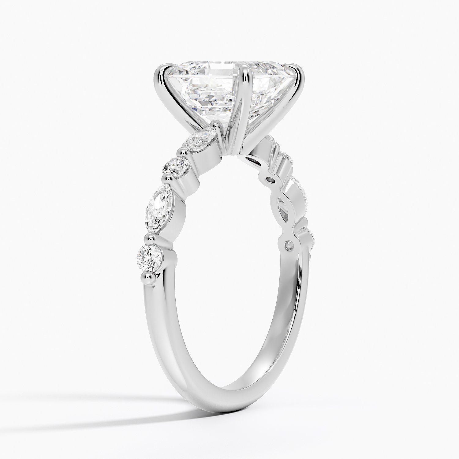Round and Marquise Engagement Ring