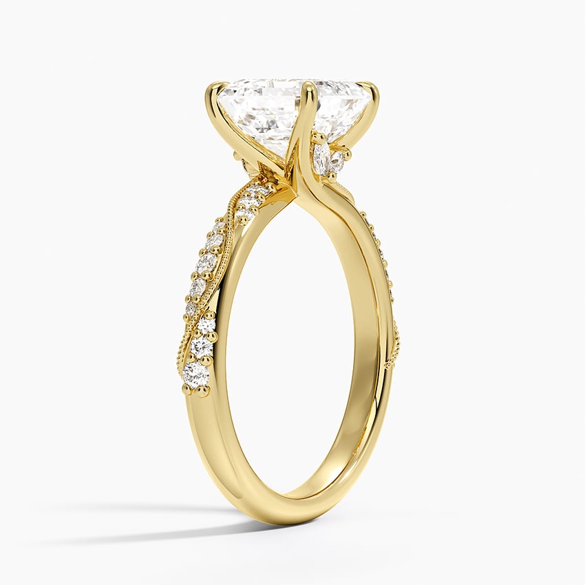18K Yellow Gold Camellia Hidden Accent 2.5mm Diamond Ring