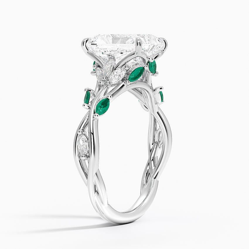 Platinum Secret Garden Lab Emerald and Diamond Ring (1/4 ct. tw.)