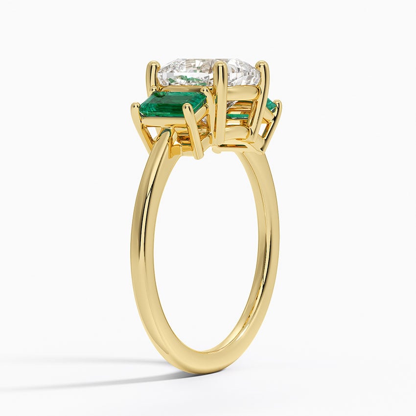 Luxe Rhiannon Three Stone Lab Emerald Ring