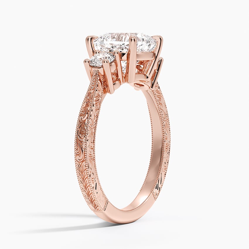 14K Rose Gold Elsie Three Stone Engraved Diamond Ring (1/3 ct. tw.)