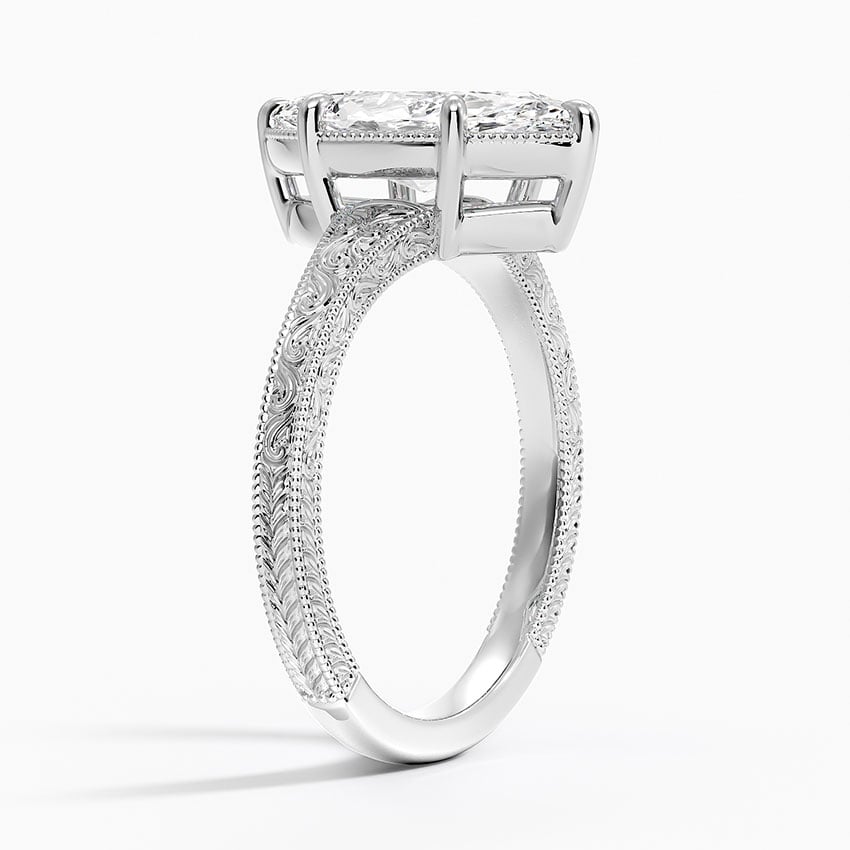 Platinum Tapered Elsie Engraved Solitaire Ring