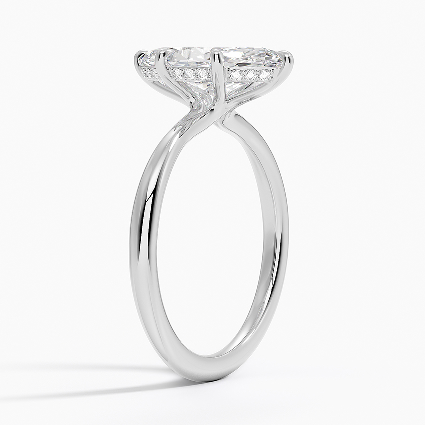 18K White Gold Freesia Hidden Halo Diamond Ring