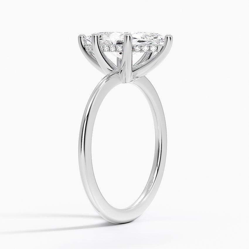 18K White Gold Aimee Solitaire Diamond Ring with Hidden Halo