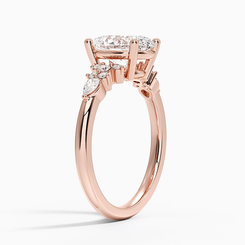 14K Rose Gold Rosette Diamond Ring