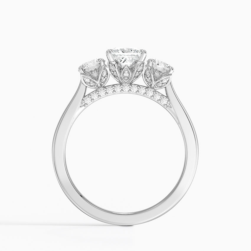18K White Gold Petal Three Stone Diamond Ring (2/3 ct. tw.), large side view