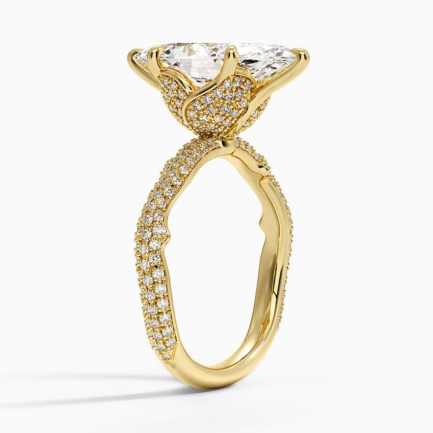 18K Yellow Gold Rose Thorn Diamond Ring