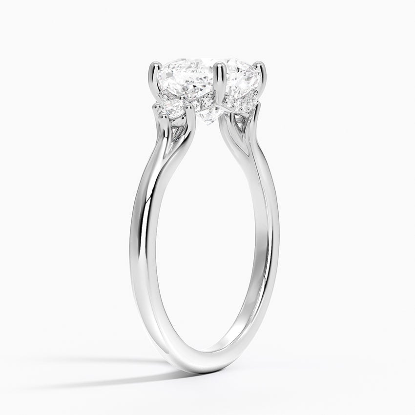 18K White Gold Floating Three Stone Diamond Ring
