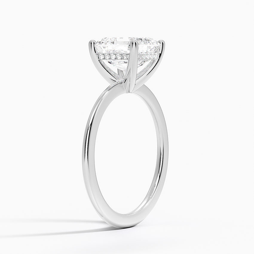 18K White Gold Aimee Solitaire Diamond Ring with Hidden Halo