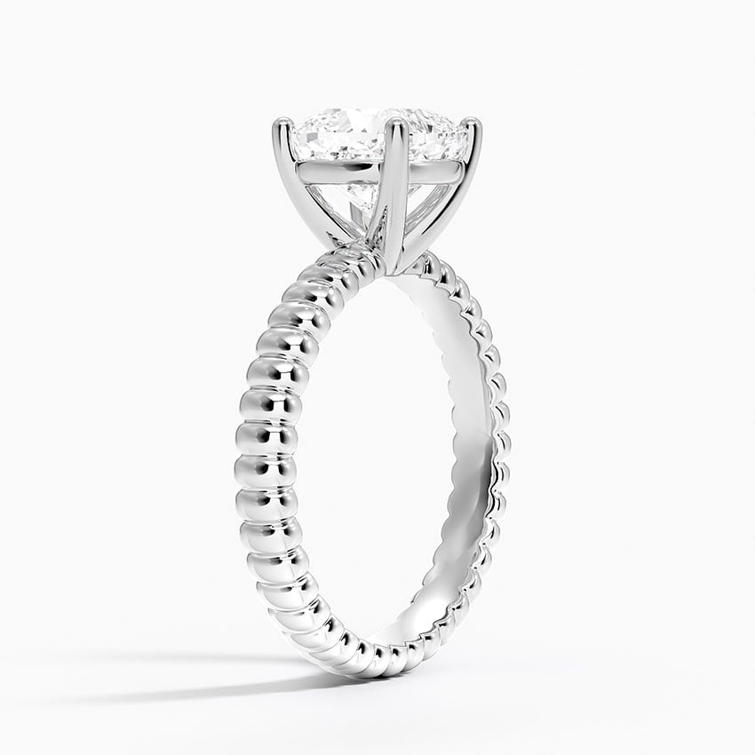 18K White Gold Petra Textured Solitaire Ring
