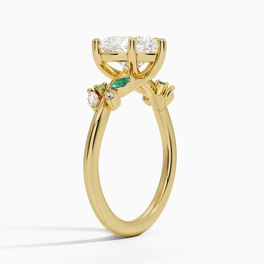 Arden Diamond Ring with Lab Emerald Accents - Brilliant Earth