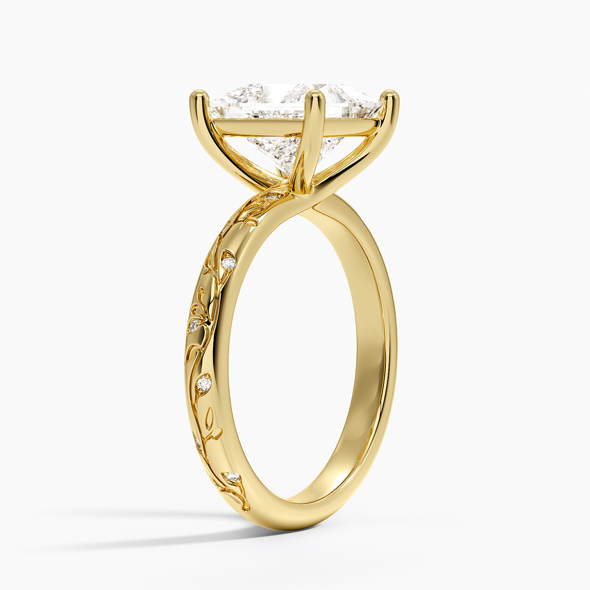 Verdure Engraved Diamond Solitaire Ring