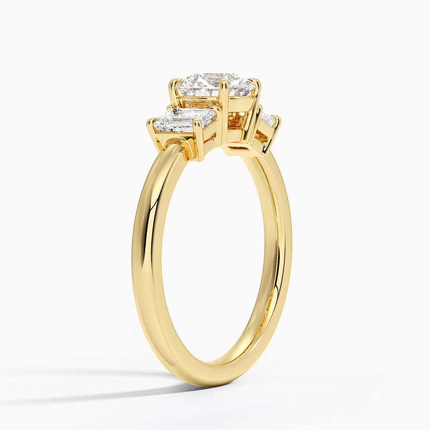 18K Yellow Gold Rhiannon Emerald Cut Three Stone Diamond Ring (1/2 ct. tw.)