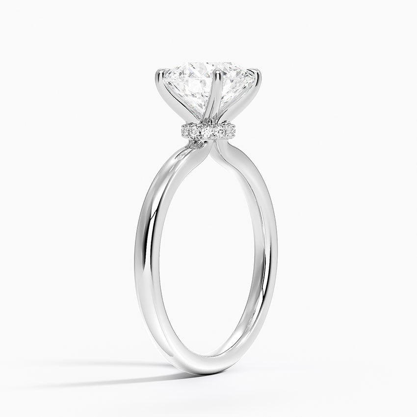 18K White Gold Secret Halo 2mm Diamond Ring