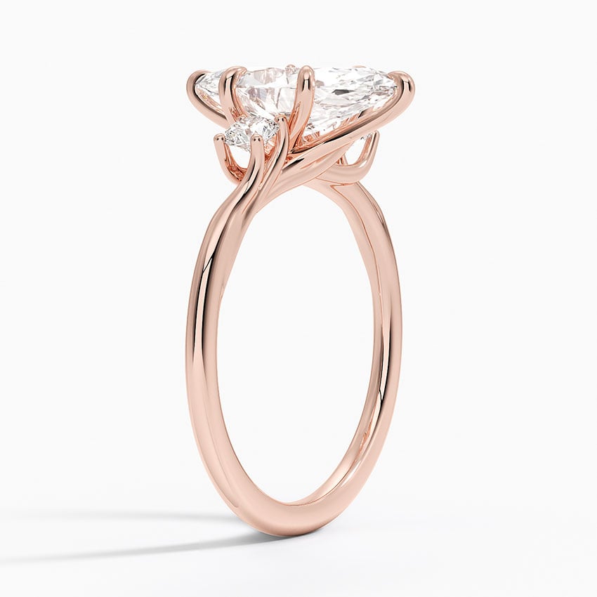 14K Rose Gold Delilah Three Stone Diamond Ring