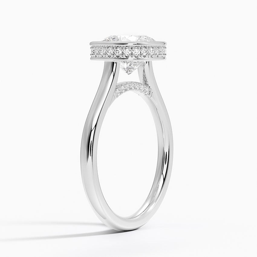 18K White Gold Luna Hidden Halo Diamond Ring