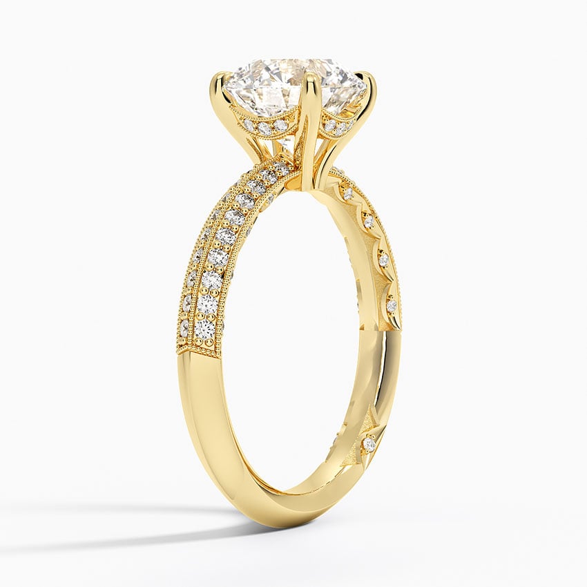 18K Yellow Gold Tacori Sculpted Crescent Knife Edge Diamond Ring