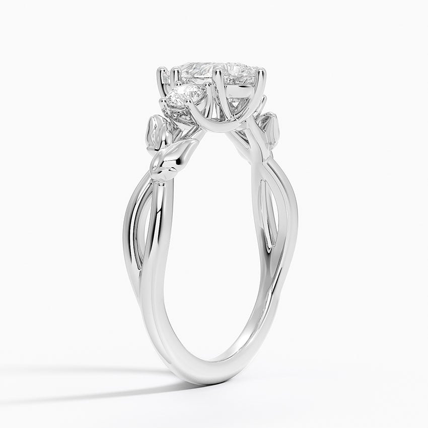 18K White Gold Budding Willow Three Stone Diamond Ring