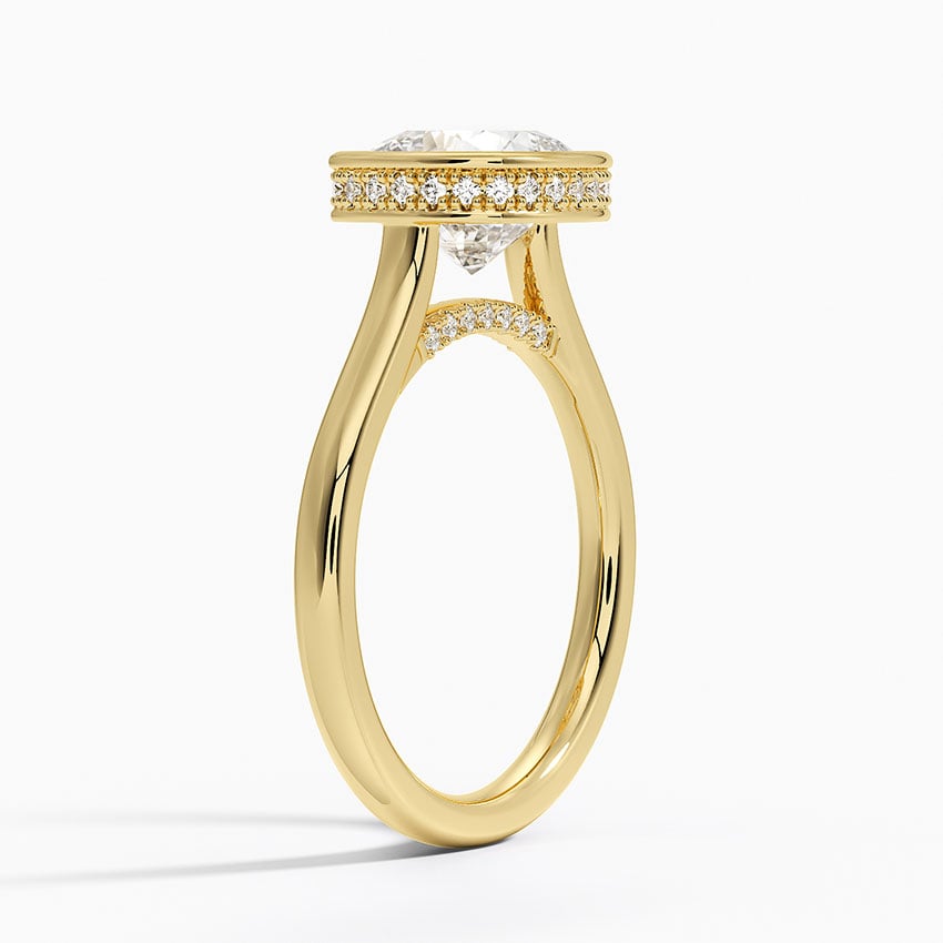 Bezel Halo Engagement Ring - Hidden Halo