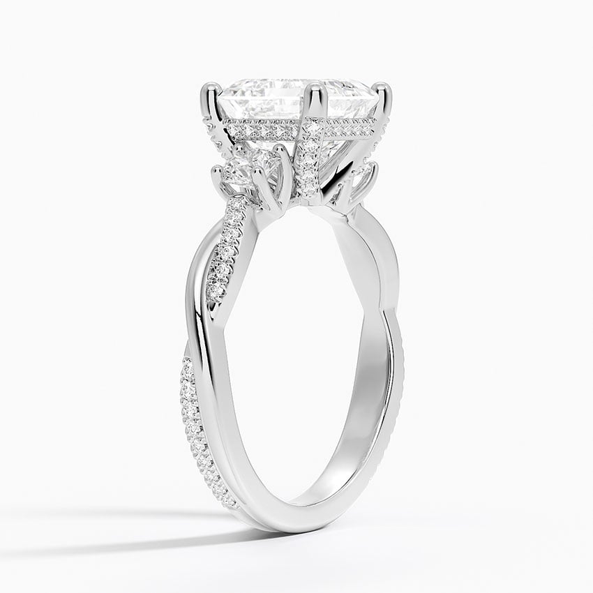 Nature Inspired Three Stone Diamond Engagement Ring