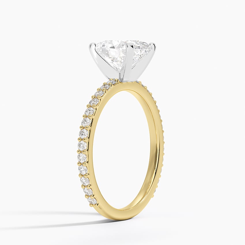 18K Yellow Gold Petite Shared Prong Three-Quarter Coverage Diamond Ring (1/3 ct. tw.)