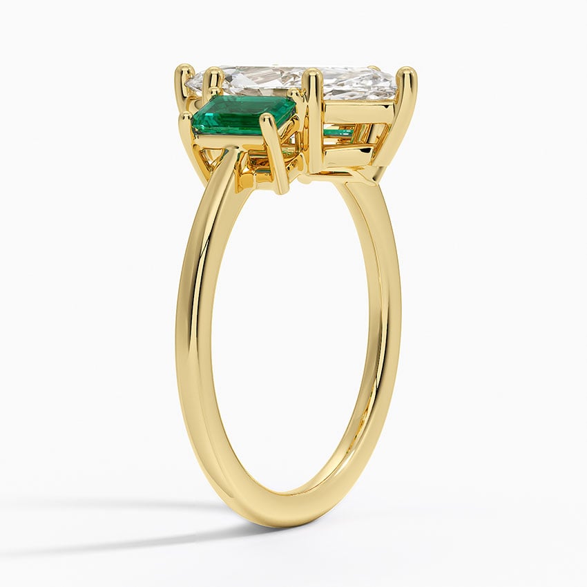 Luxe Rhiannon Three Stone Lab Emerald Ring