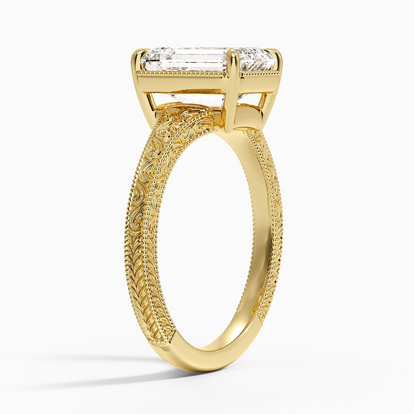 Tapered Elsie Engraved Solitaire Ring