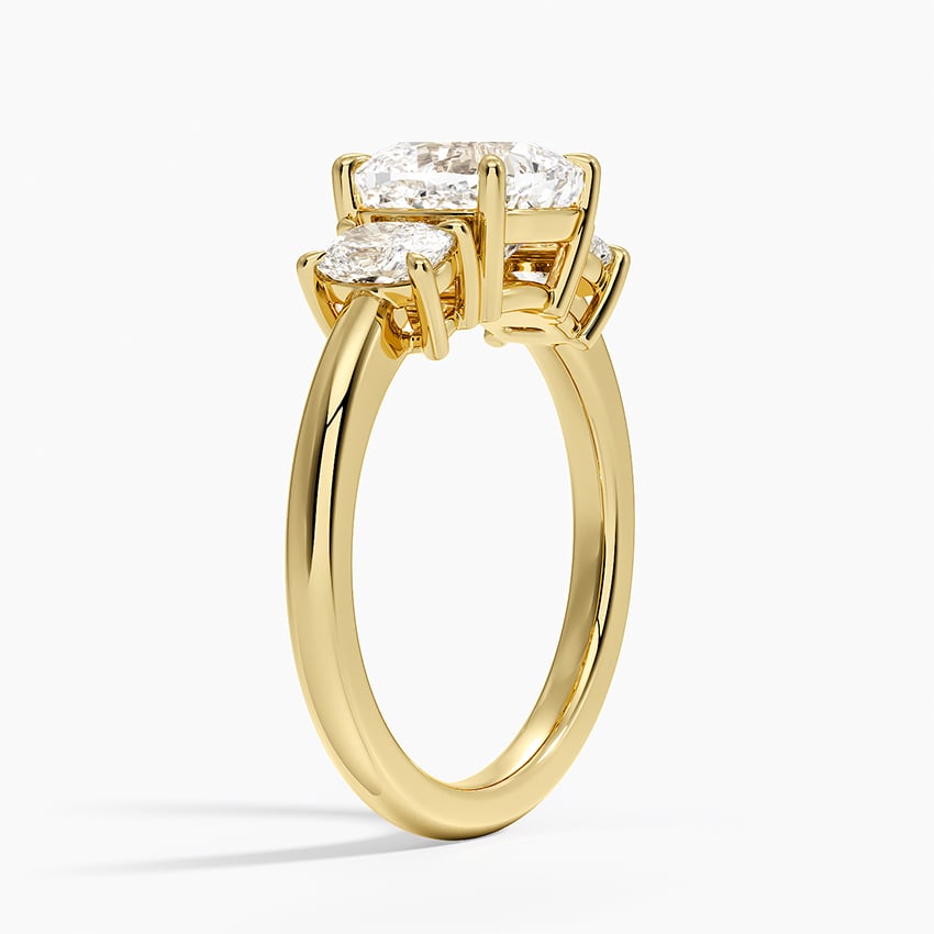 Faye Elongated Cushion Three Stone Diamond Ring