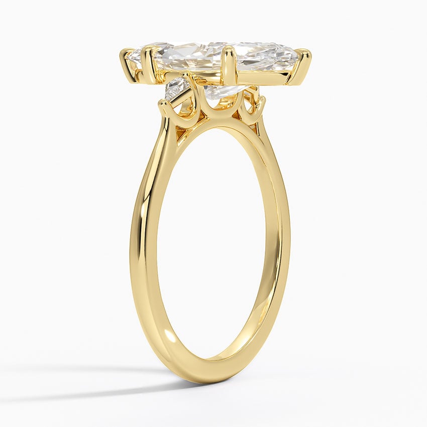 18K Yellow Gold Petite Cometa Perfect Fit Three Stone Diamond Ring