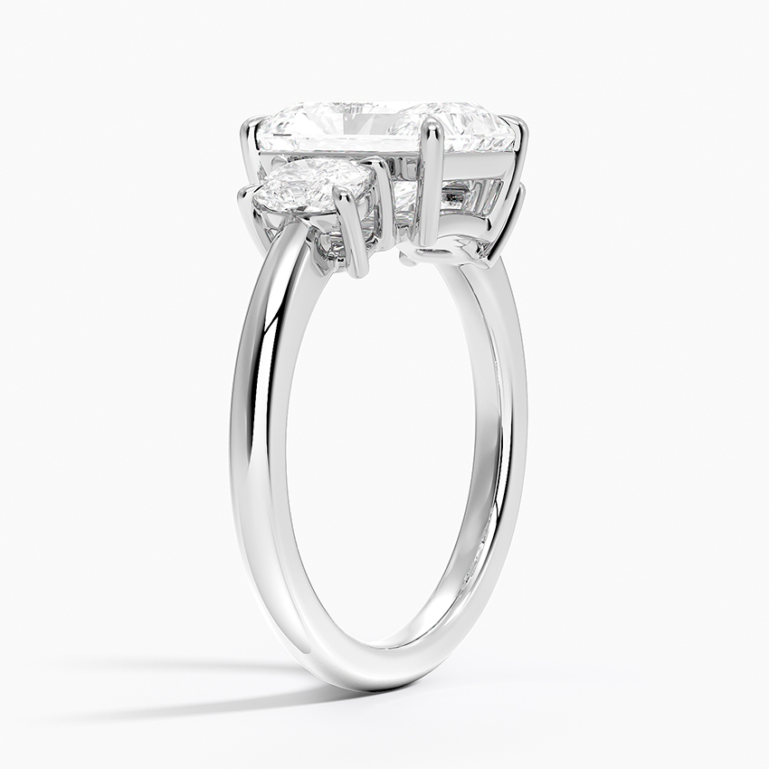 18K White Gold Faye Elongated Cushion Three Stone Diamond Ring