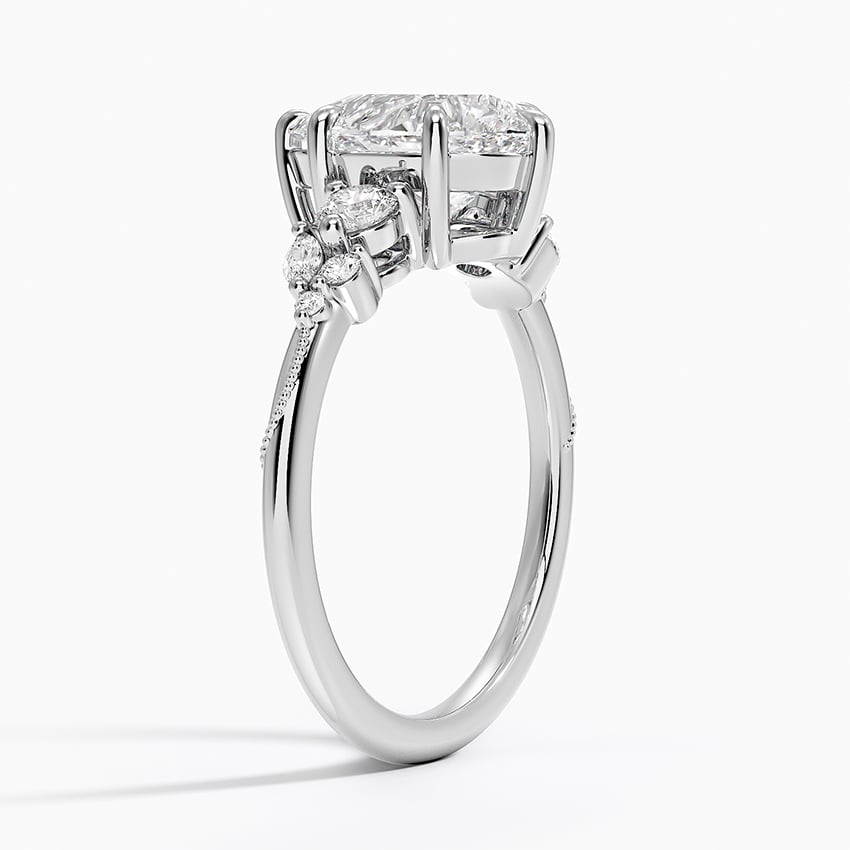 18K White Gold Camellia Three Stone Diamond Ring (1/3 ct. tw.)