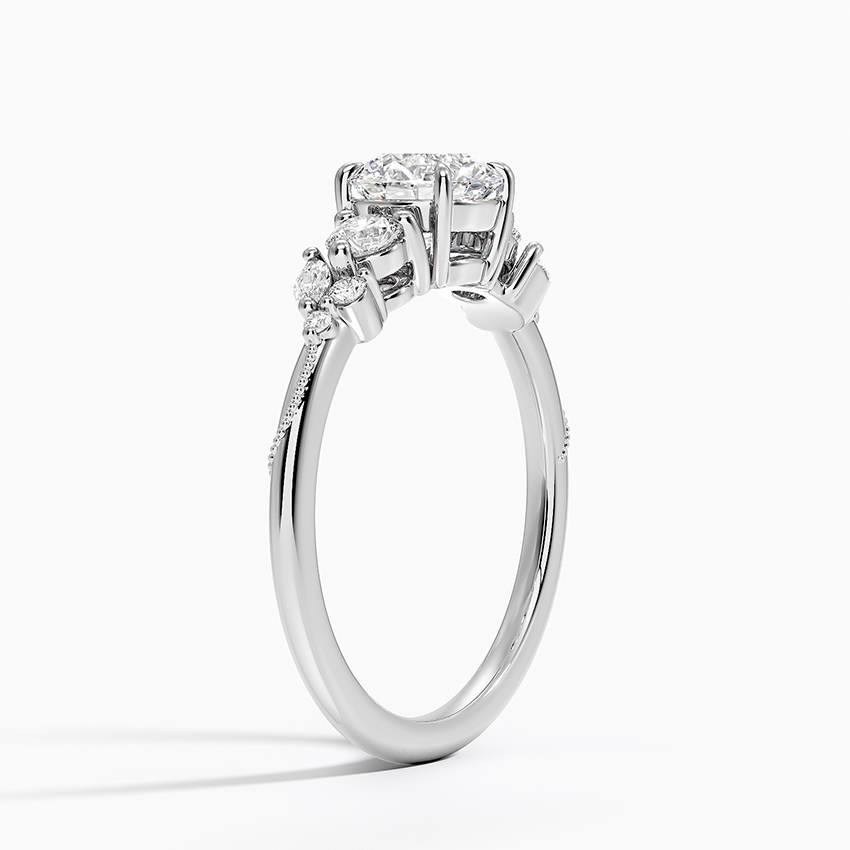 18KW Aquamarine Camellia Three Stone Diamond Ring (1/3 ct. tw.), large top view