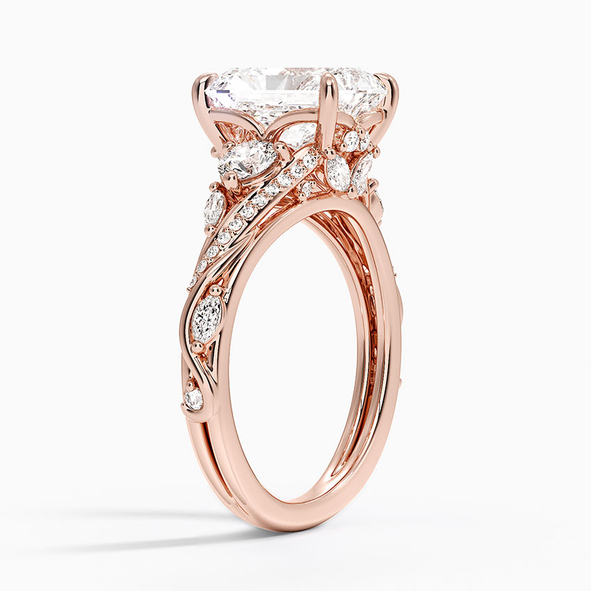 14K Rose Gold Begonia Vine Three Stone Diamond Ring (2/3 ct. tw.)